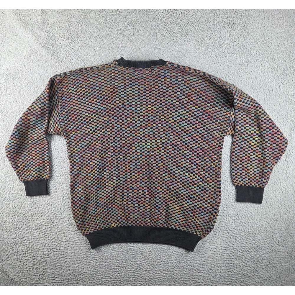 Vintage Tundra Canada Sweater Mens 2X Multicolor 3D Knit 90s Coogi Style - Picture 8 of 8